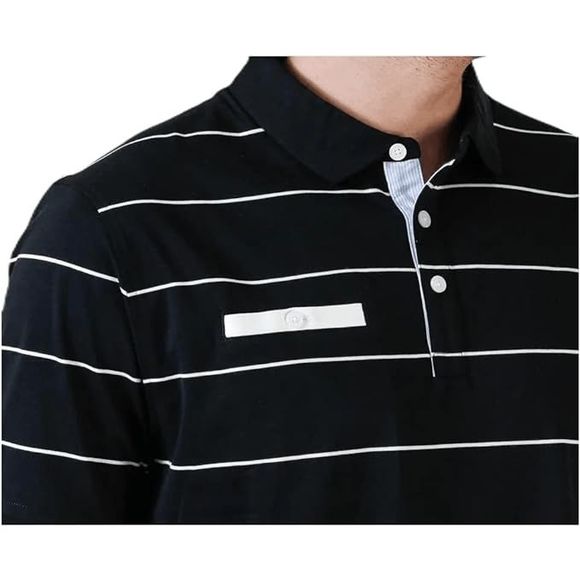 NEW Men Small NIKE Dri Fit Golf Polo Shirt Striped Short Sleeve AT8946-010 Black - Picture 2 of 4